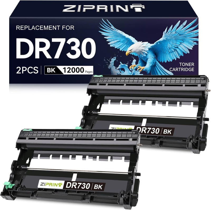 ZIPRINT 2-Pack Dr730 Drum Unit Replacement for Brother DR-730 DR 730 for MFC-L2710DW MFC-L2750DW MFC-L2730DW MFC-L2750DWXL DCP-L2550DW HL-L2370DW HL-L2350DW HL-L2395DW Printer, 12000 Pages Yield - Image 1